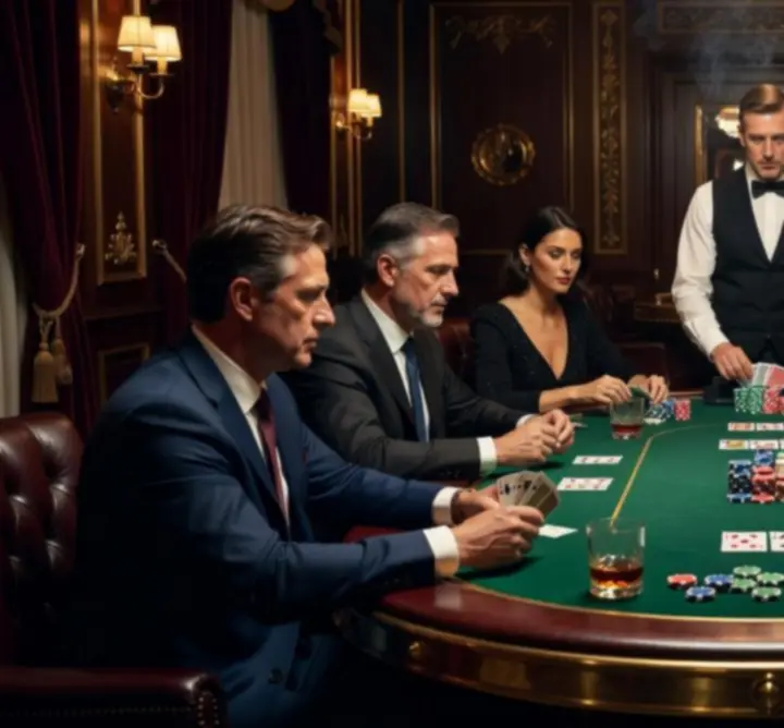 Gracze przy profesjonalnym stole pokerowym w CYH Holding B.V.